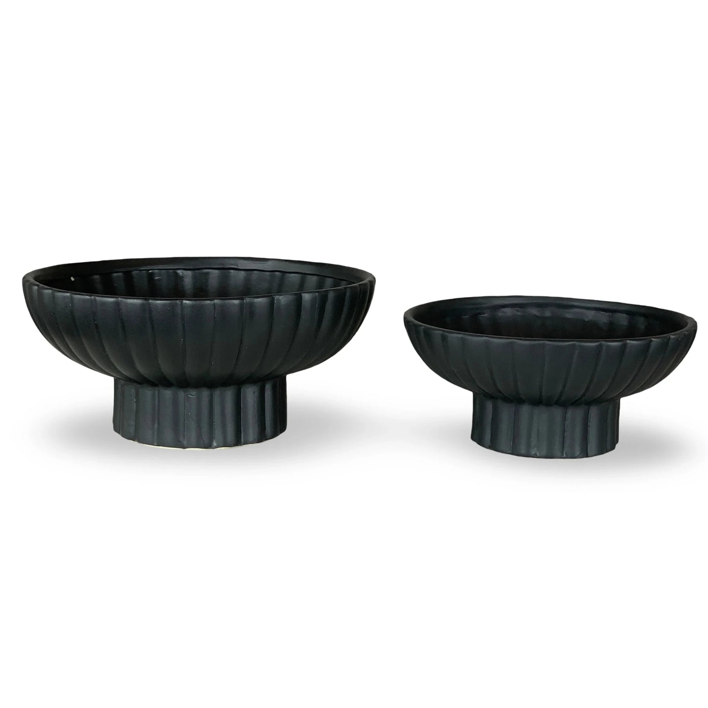 FLORERO DECORATIVO BASE PEDESTAL NEGRO SET DE 2 - VERANDA INTERIORES