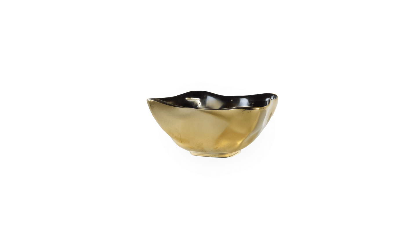 BOWL SNACK PORCELANA RECTANGULAR DORADO CON NEGRO - VERANDA INTERIORES