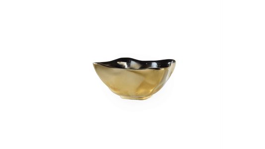BOWL SNACK PORCELANA RECTANGULAR DORADO CON NEGRO - VERANDA INTERIORES
