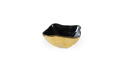 BOWL SNACK PORCELANA RECTANGULAR DORADO CON NEGRO - VERANDA INTERIORES