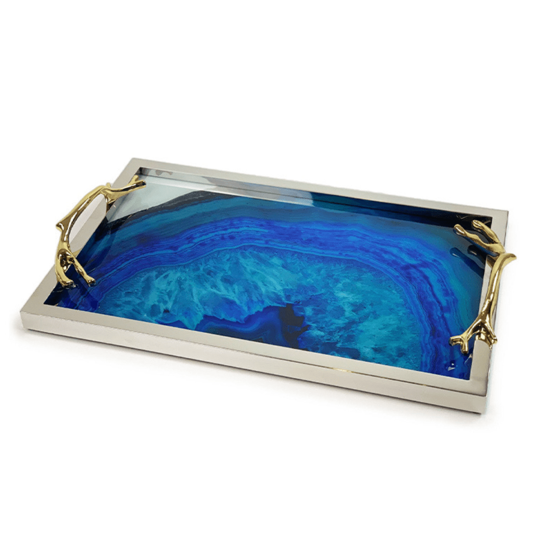 CHAROLA DE PIEDRA AGATA - PLATEADO - VERANDA INTERIORES