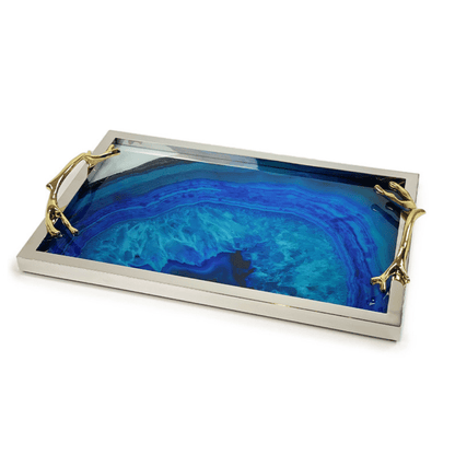 CHAROLA DE PIEDRA AGATA - PLATEADO - VERANDA INTERIORES