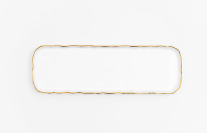 CHAROLA PORCELANA RECTANGULAR BLANCO CON LINEA ORILLA DORADA - VERANDA INTERIORES