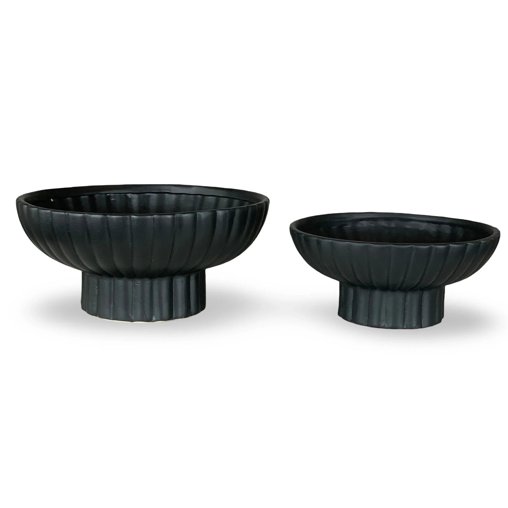 FLORERO DECORATIVO BASE PEDESTAL NEGRO SET DE 2 - VERANDA INTERIORES