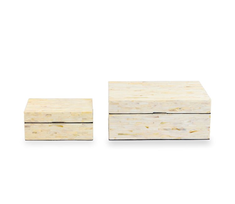 CAJAS COSTERAS BLANCAS MADRE PERLA SET DE 2 - VERANDA INTERIORES