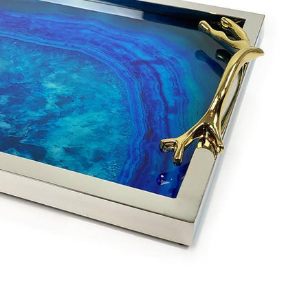 CHAROLA DE PIEDRA AGATA - PLATEADO - VERANDA INTERIORES