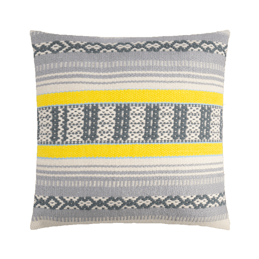 COJÍN VALLARTA COLOR BLANCO CON GRIS & LINEAS AMARILLAS - VERANDA INTERIORES