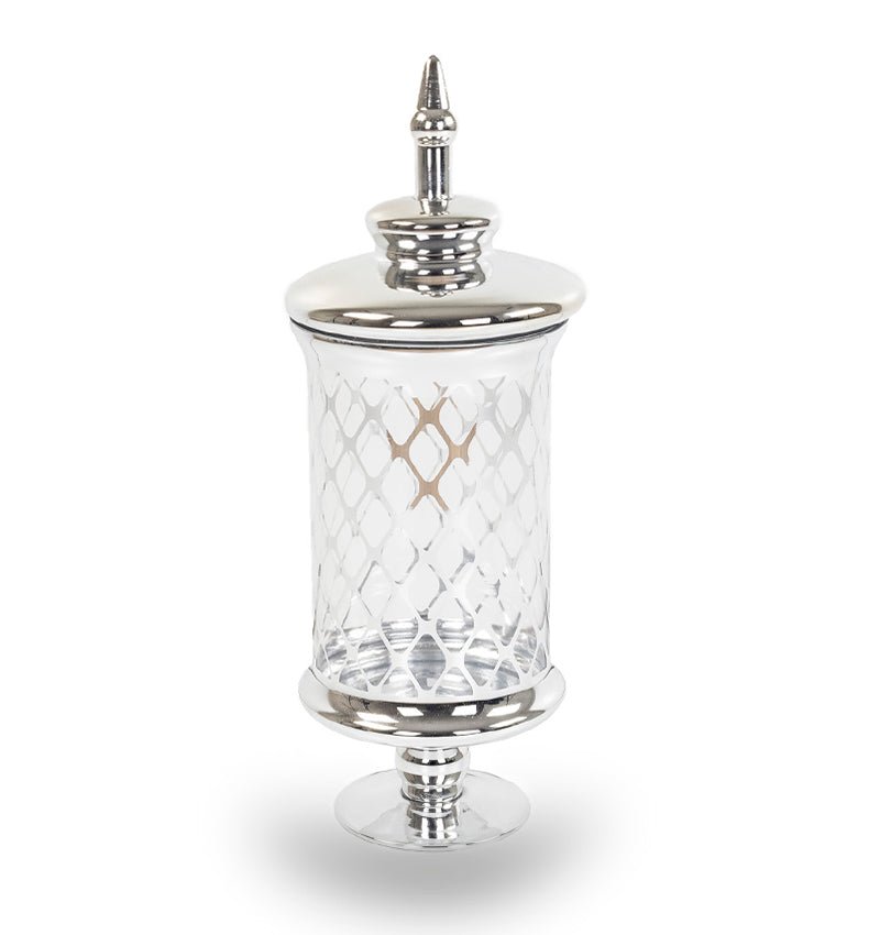 JARRA DECORADA CON TAPA SILVER - GRANDE - VERANDA INTERIORES