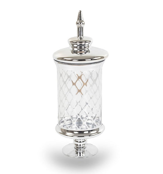 JARRA DECORADA CON TAPA SILVER - GRANDE - VERANDA INTERIORES