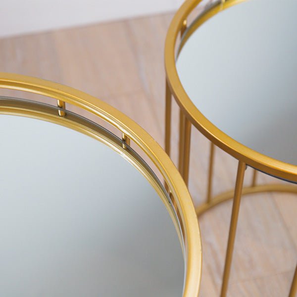 MESA CON ESPEJO DORADA SET DE 3 - VERANDA INTERIORES