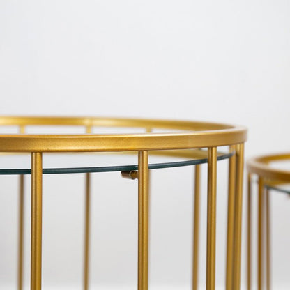 MESA CON ESPEJO DORADA SET DE 3 - VERANDA INTERIORES