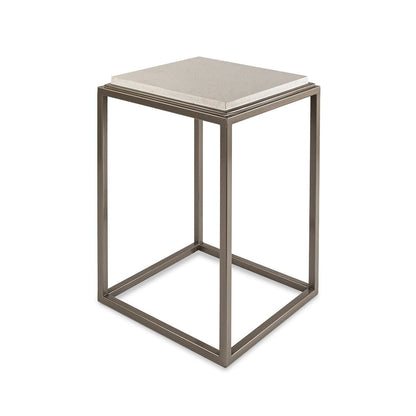 MESA CUADRADA METAL CUB. GRANITO BLANCO - VERANDA INTERIORES