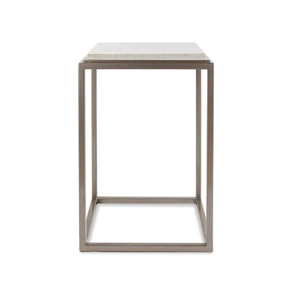 MESA CUADRADA METAL CUB. GRANITO BLANCO - VERANDA INTERIORES